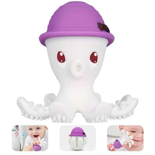 Teething Toys for Babies 6-12 Months, Mombella Octopus Teether 12-18 Months, Soft Silicone Infant Teething Toys 6-9 Month Old, Kids Chew Toy to Soothe Sore Gums, BPA Free Infant Gift, Purple