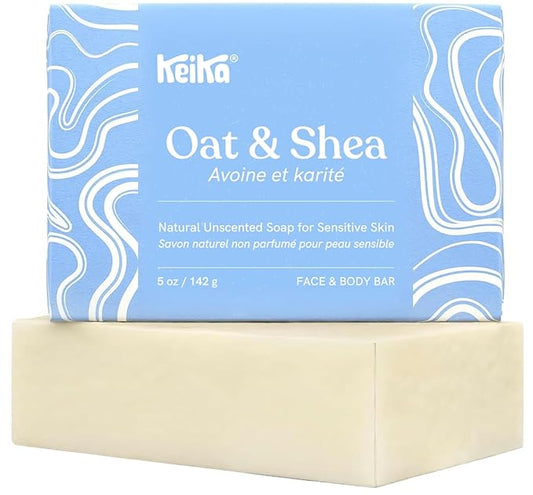 Keika Baby Soap Bar Oat & Shea Unscented for Eczema, Psoriasis, Face, Body, Infant Kids Teens Men Women with Sensitive Skin, 5 oz.