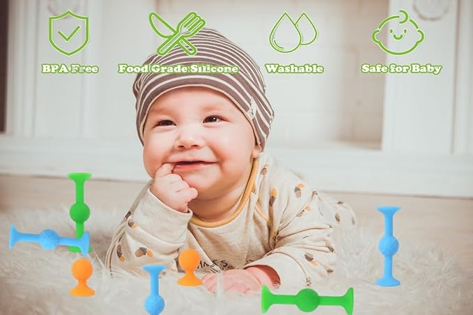 Suction Bath Toys for Preschooler - 10 Pcs Sensory Suction Cup Toys for Kids, Stress Relief Fidget Toys Bathtub Toys for Travel and Bath Time, Perfect for Fine Motor Skills and Creativity