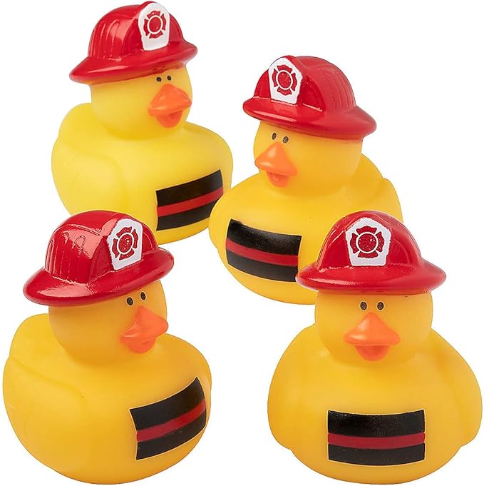 Fun Express Thin Red Line Fireman Rubber Ducks - 12 Pieces (Pack of 2)