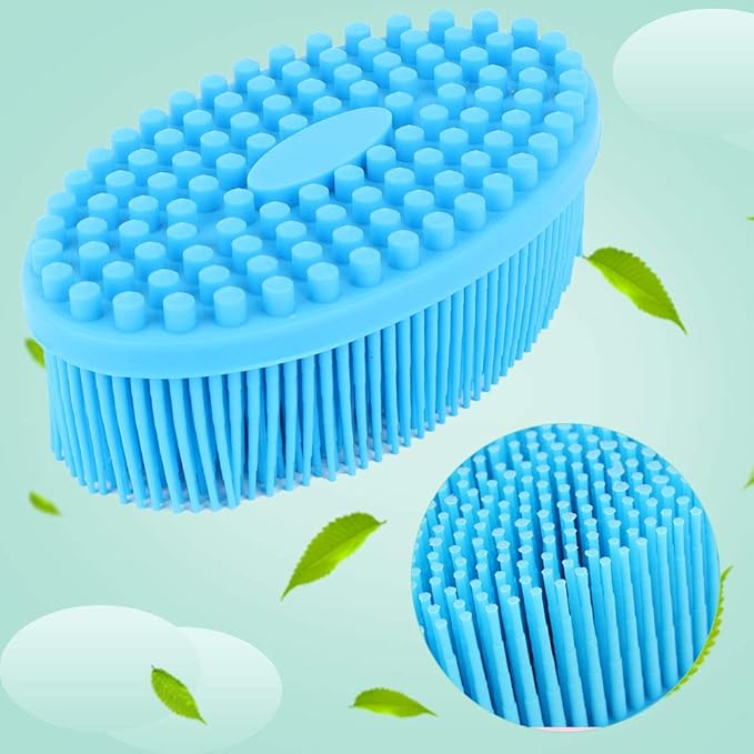 Silicone Baby Bath Brush Silicone Baby Sensory Brush Silicone Shower Skin Massage Brush for Baby Body Hair Washer(Blue)