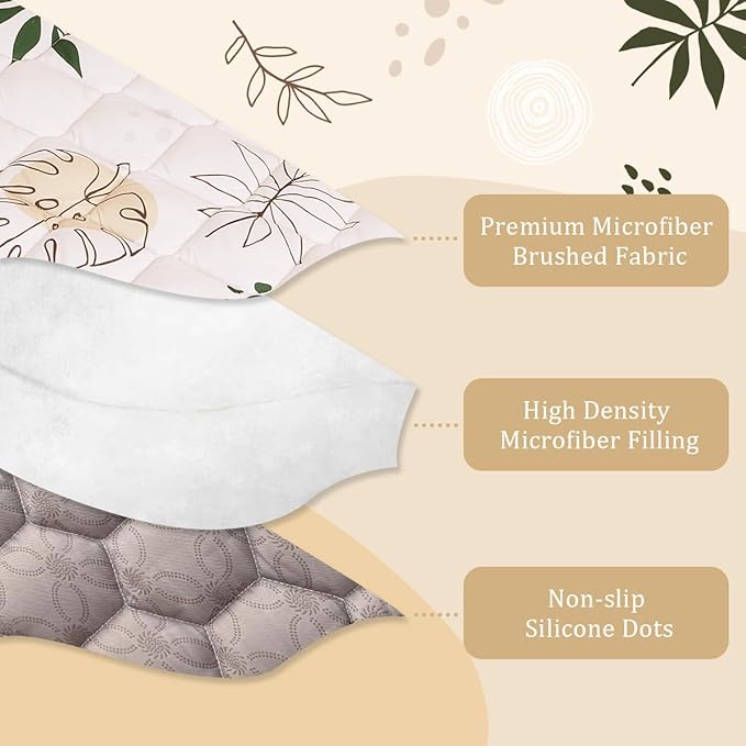 TADO MUSLIN Baby Play Mat 50x50 Inch, Thickened Soft Floor Mat for Playpen, Machine Washable Foam Crawling Mat with Non-Slip Bottom for Babies and Toddlers, Foldable Padded Playmat Boho Terra