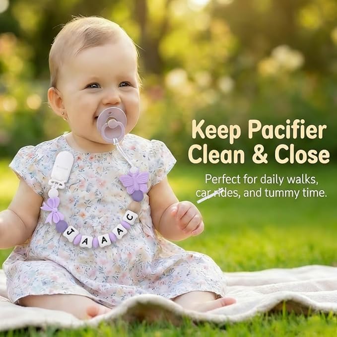 Custom Pacifier Clip with Name Baby Shower Gift for Girl Personalized Pacifier Holder