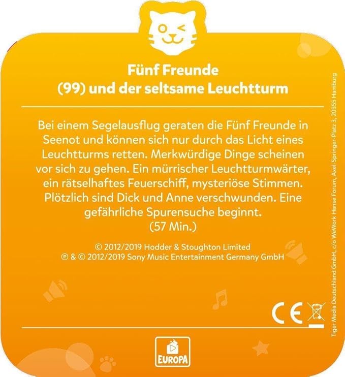 tigermedia tigercard Fünf Freunde Episode 99 der seltsame Leuchtturm Puzzle Detective Story tigerbox Audio Box Children's Radio Play Audio Book