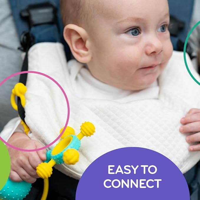 Mobi Liinklz Silicone Tethers - Flexible and Soft Toy Straps for Baby, Stroller Toy Safety Straps and Easy to Connect Baby Toy Holder - for Infants 0+ Months, Vibrant Colors (Pack of 3)