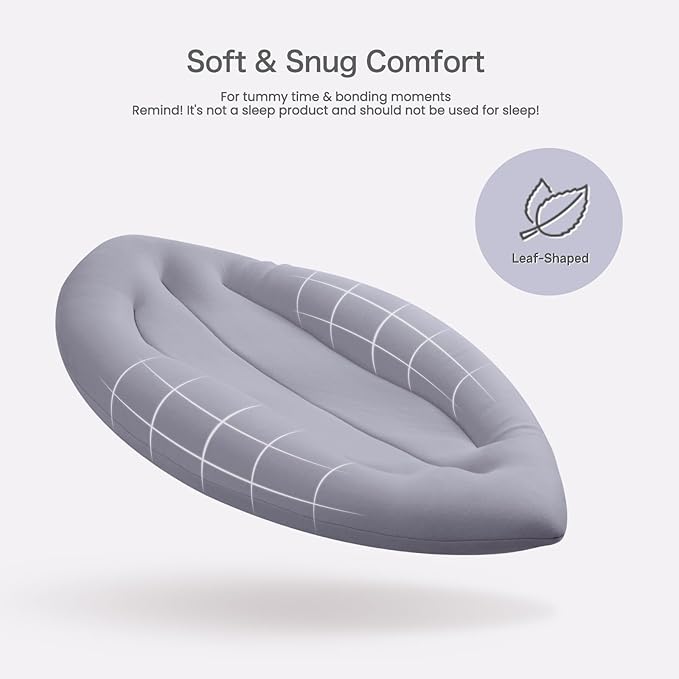 Baby Lounger for Newborn: Skin-Friendly & Breathable for 0-12 Months Infant Tummy Time Playtime & Diaper Changes - Portable & Lightweight Cushion for New Parents (Gray)