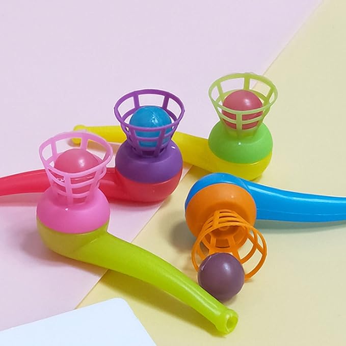 Suspended Blowing Pipe Floating Ball Children Training Floating Blowing Ball Plastic Balls Toy for Kids Floating Blow Pipe Ball