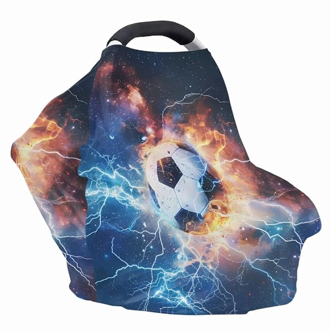 Coldinair Lightening Fire Football Baby Car Seat Covers for Boys Multi-use Cover,Baby Carseat Canopy,Nursing Cover for Breastfeeding