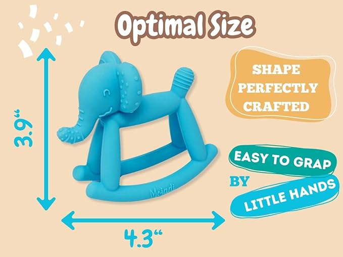 ELPHY Baby Teething Toys 0-18 Months - Silicone Teether for Teething Relief, BPA-Free Teethers for Babies 3-6 Months, 6-12 Months, Infant Teething Pacifier with Clip, Elephant Chew Toy.
