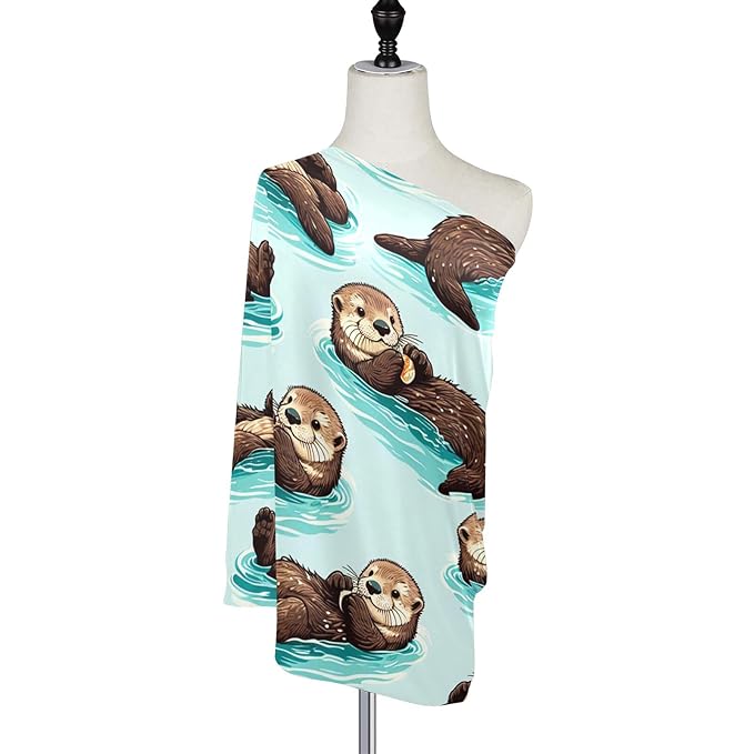 Sea Otters Car Seat Covers for Babies Breathable Nursing Breastfeeding Cover Multi-Use Infant Carseat Canopy and Stroller Cover for Boys Girls