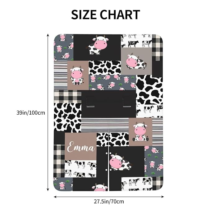Personalized Cute Cow Baby Car Seat Canopy for Babies with Name, Custom Cow Stripes Car Seat Covers for Girls Boys, Peekaboo Opening Minky Nursing Cover Infant Car Seat Canopies for Newborn