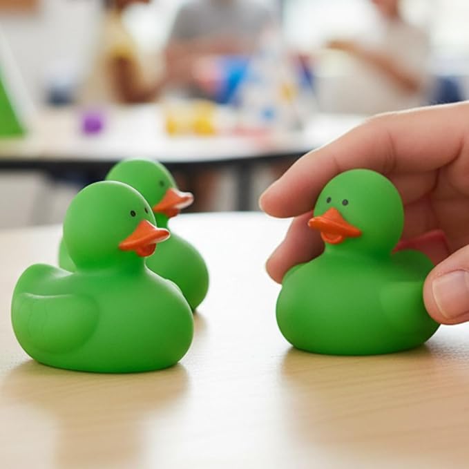 Fun Express Rubber 2" Solid Color Duckies - 12 Ducks (Green)