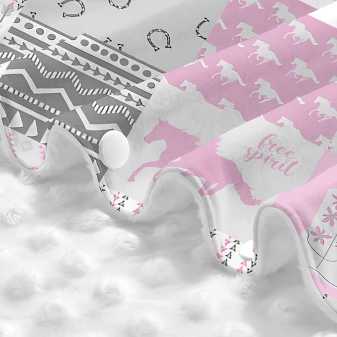 Personalized Baby Car Seat Canopy for Babies with Name, Custom Car Seat Covers for Girls, Infant Opening Minky Nursing Breastfeeding Stroller Cover Carseat Canopies for Newborn (Horse Pink)