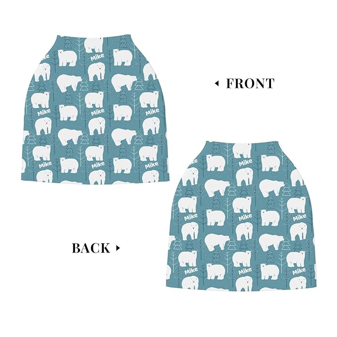 Personalized Baby Car Seat Cover for Boys Girls, Custom Polar Bear Nursing Covers for Breastfeeding with Name, Infant Stroller Cover, Baby Carseat Canopy for Newborn, Multiuse Car Seat Canopies