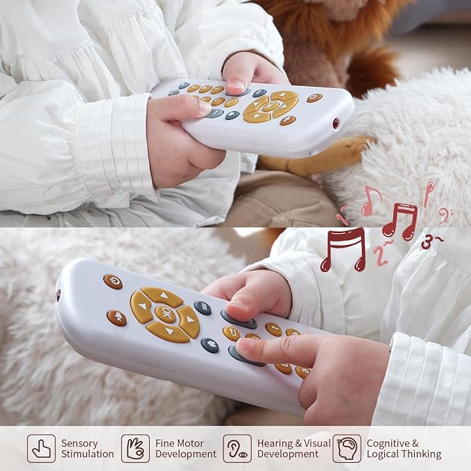 Nueplay Realistic Learning Controller with Light & Music – Interactive Educational Toy for Toddlers, Trilingual English/Spanish/French Number Learning & Pretend Remote Play for Kids Ages 1-3,White.