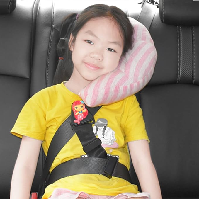 PENINSULA LOVE Kids Car Travel Pillow Car Seat Belt Pillow Cute Plush Headrest Neck Cushion Safety Strap Cover Universal Fit