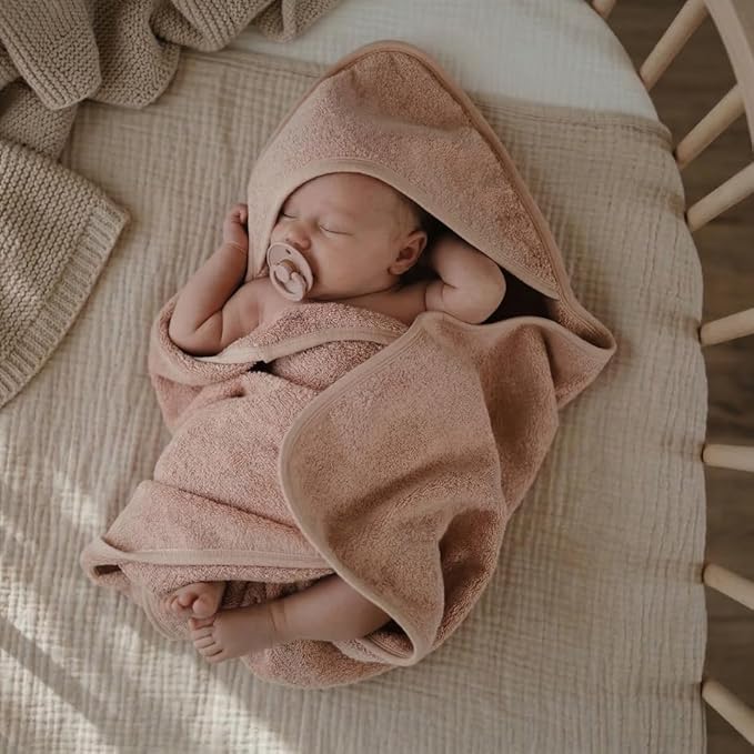 Hooded Baby Towel - 100% Organic Cotton Baby Bath Towels – Baby Towels, Baby Bath Towels for Baby Girl, 32" x 32" Super-Soft and Absorbent Baby Towels for Newborn (Blush)