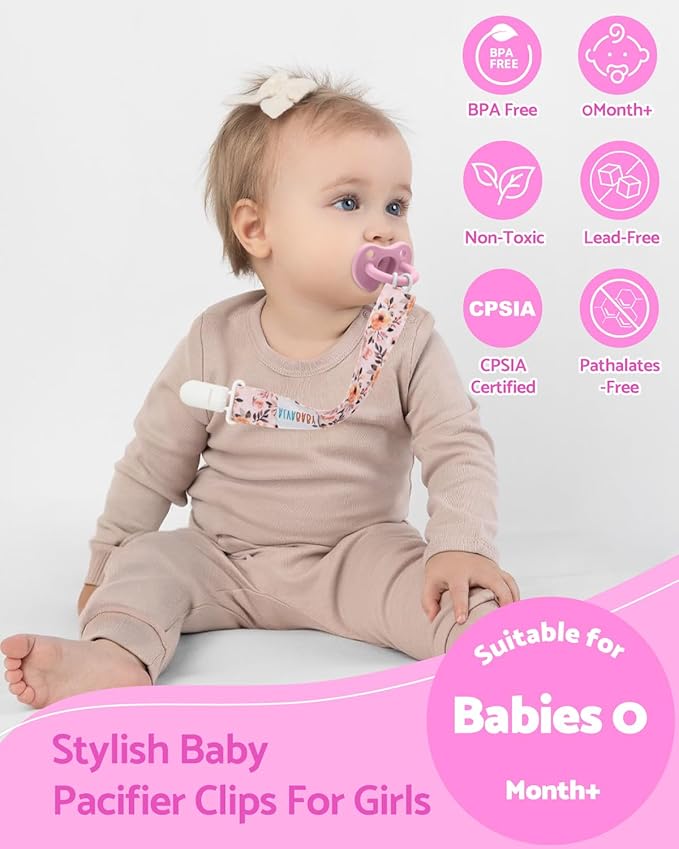 ALVABABY Pacifier Clips 8 Pack Pacifier Binky Paci Holder Leashes for Baby Teethers 8DP13