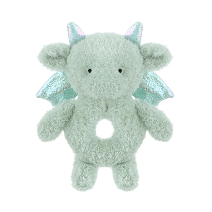 Apricot Lamb Baby Dragon Dinosaur Soft Rattle Toy, Plush Stuffed Animal for Newborn Soft Hand Grip Shaker Over 0 Months (Dragon, 6 Inches)