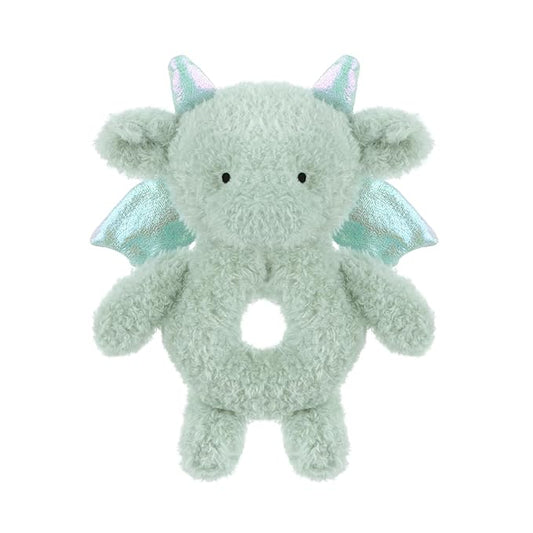 Apricot Lamb Baby Dragon Dinosaur Soft Rattle Toy, Plush Stuffed Animal for Newborn Soft Hand Grip Shaker Over 0 Months (Dragon, 6 Inches)