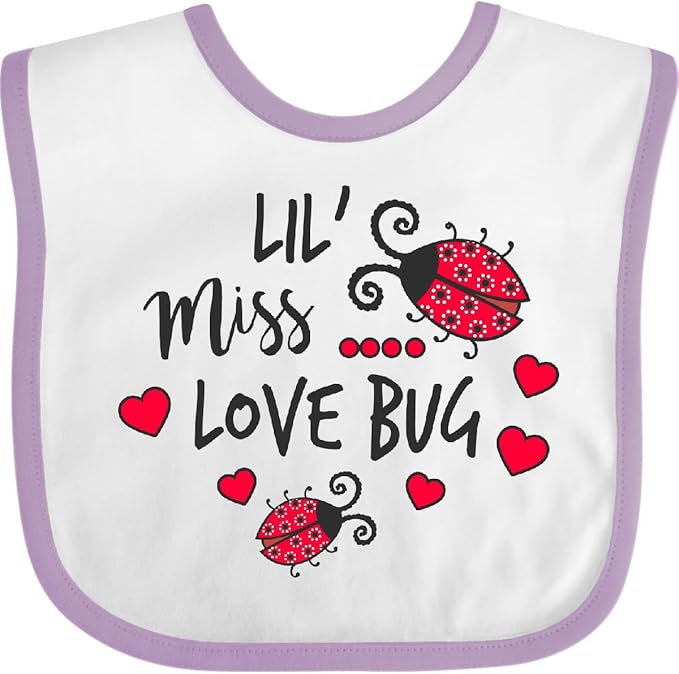inktastic Lil Miss Love Bug with Lady Bug and Hearts Baby Bib