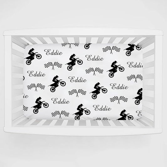 Personalized Pack 'n Play Sheets - Custom Baby Boy Mini Crib Sheets, Soft & Breathable Material (Dirt Bike Motocross)