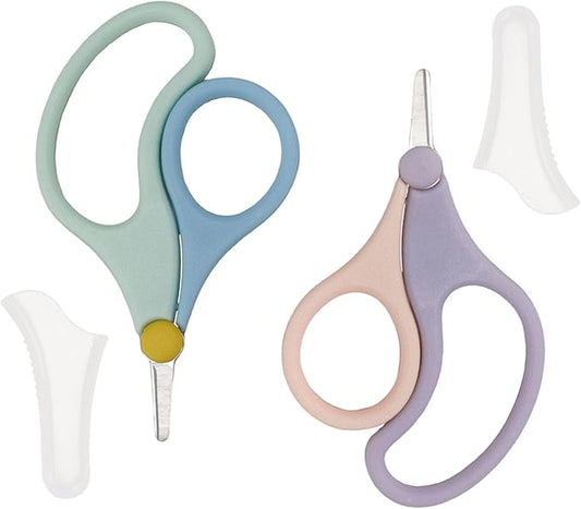 2Pcs Toddler Safety Scissor, Baby Fingernail Clippers Colorful, Cute Baby Safety Scissors, Easy Grip Nail Scissors
