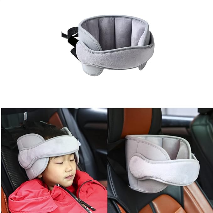 Car Seat Head Support Band, Safety Car Seat Neck Relief, Adjustable Child Car Seat, Infants and Baby Head Support(Gray)