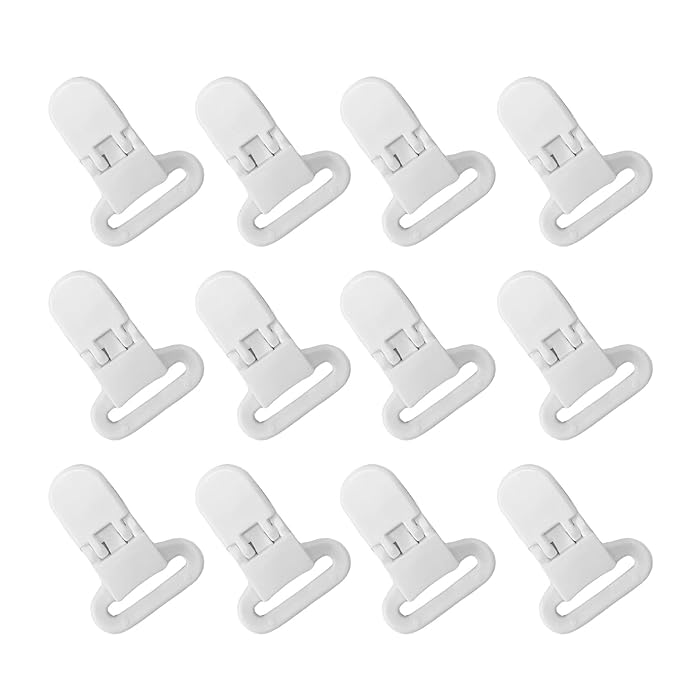 100Pcs Pacifier Clips Holders Suspender Mitten Binky Clip for DIY Teething Toys Baby Blankets Bib Holder Suit for 20mm Ribbon (White)