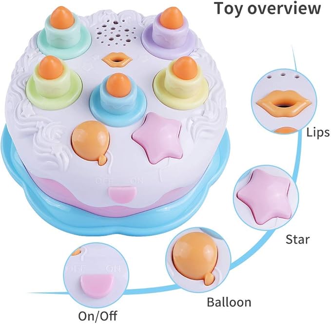 First Birthday Cake Toy - Singing Music Cake Toys with Counting and Blow Candles Toys for 1 2 3 4 Years Old Boys Girls Birthday and Xmas Gift