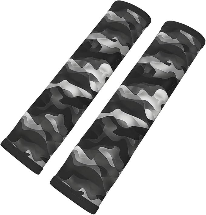2 Pack Seat Belt Cover Black Camo Army Seat Belt Pads for Car Seatbelt Protector Seat Belt Cushion Soft Comfort Safe Belt Shoulder Strap Covers Black Gray Harness Pads