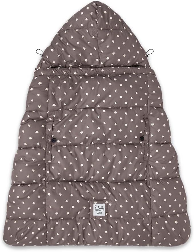 7AM Enfant Baby Carrier Cover - K-Poncho Universal Fit Winter Ultra Soft Plush Lining, Water Repellent Bunting Bag with Adjustable Hood, Multifunctional Stroller & Car Seat Blanket Cover | (0-3T)