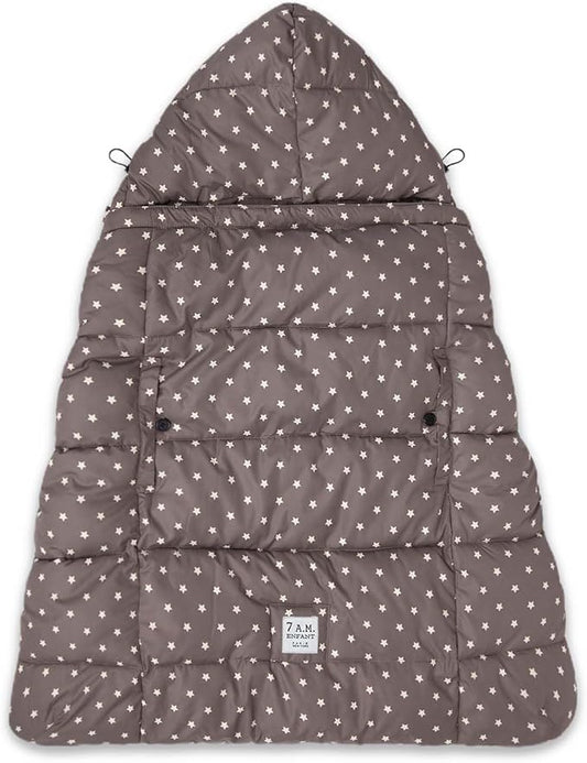 7AM Enfant Baby Carrier Cover - K-Poncho Universal Fit Winter Ultra Soft Plush Lining, Water Repellent Bunting Bag with Adjustable Hood, Multifunctional Stroller & Car Seat Blanket Cover | (0-3T)