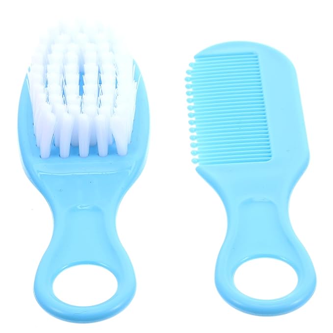 EXCEART Baby Hair Brush and Comb Set Massage Scalp Brush for Newborn and Toddler 1Set (Blue)
