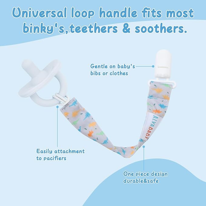 ALVABABY Pacifier Clips 8 Pack Pacifier Binky Paci Holder Leashes for Baby Teethers 8DP08