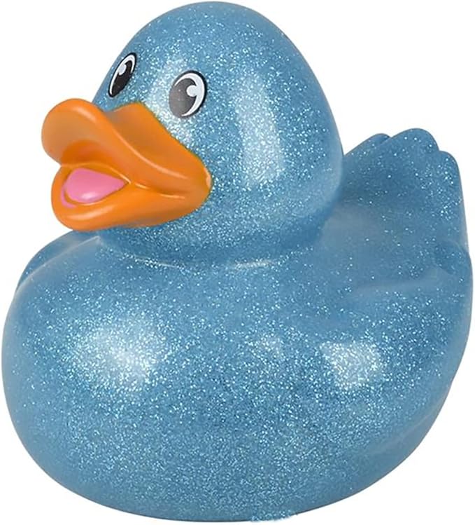 The Dreidel Company Glitter Rubber Duck Toy with Sound Assortment Duckies for Kids, Bath Birthday Gifts Baby Showers Summer Beach and Pool Activity, 6" (Single)