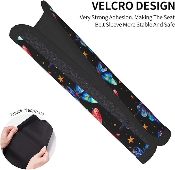 Yellow Butterflies Car Seat Belt Pad 2 Pack Soft Seat Belt Cover Cushion for Shoulder Pad Neck Cushion Protector Oil Printing Star Car Accessories Seat Belt Cushion Seatbelt Comfort Protector