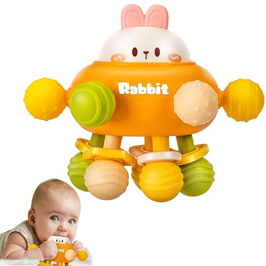 TOHIBEE Baby Teething Toys, Montessori Sensory Teether & Rattle for 0-12 Months, Orange Silicone, Perfect for Boys & Girls