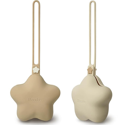 Moonkie Silicone Pacifier Holder Case, Cute Portable Pacifier Storage Case, 2 Pack