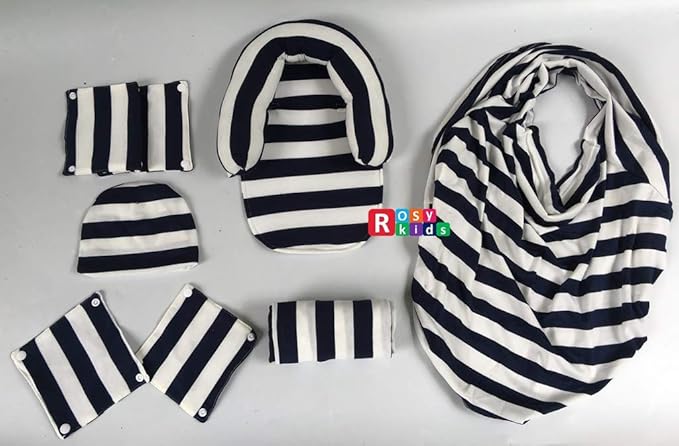9pc Unisex Baby Boy Girl Ultimate Set of Infant Car Seat Cover Canopy Headrest Blanket Hat Nursing Scarf, 06JE04