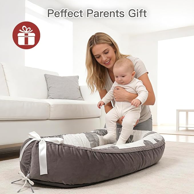 Infant Support Cushion | Organic Cotton Infant Support Cushion | Reversible, Adjustable & Portable Floor Cushion | Soft, Breathable, Washable Cover