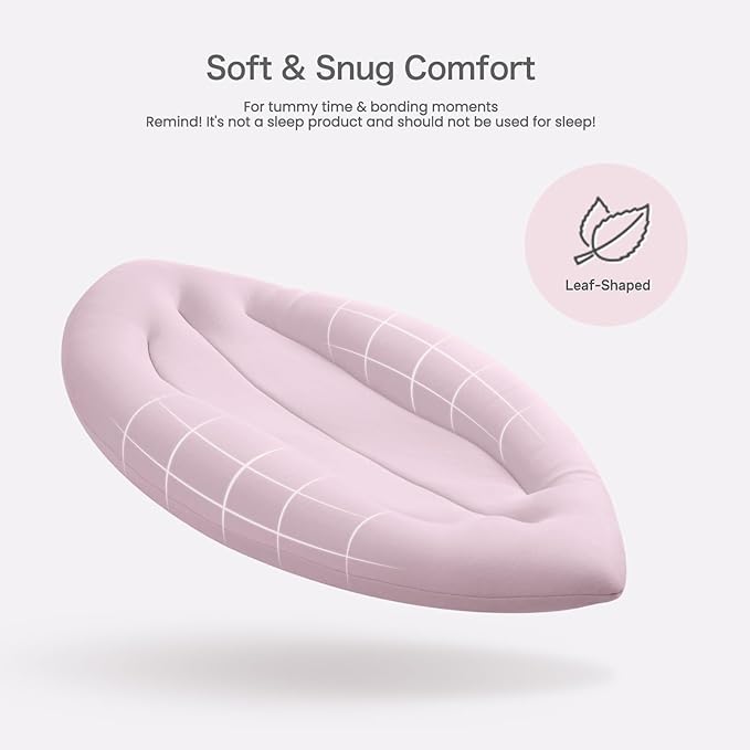 Baby Lounger for Newborn: Skin-Friendly & Breathable for 0-12 Months Infant Tummy Time Playtime & Diaper Changes - Portable & Lightweight Cushion for New Parents (Pink)