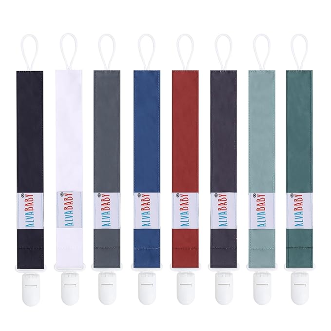 ALVABABY Pacifier Clips 8 Pack Paci Clip Holder Leashes Binky Fits Binkie Styles Teethers