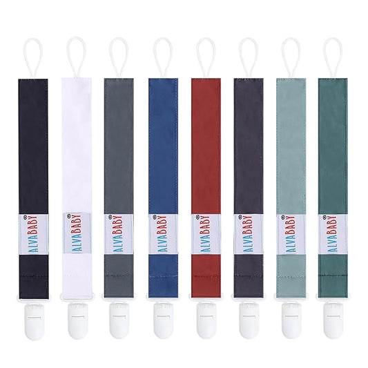 ALVABABY Pacifier Clips 8 Pack Paci Clip Holder Leashes Binky Fits Binkie Styles Teethers