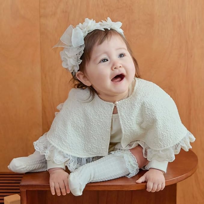 Lace Big Bow Baby Girls Headband Floral Hair Band Toddlers Newborn Infants Christening Baptism Party Hair Accessories for 0-36 Months Elastics Hairband (Style 4)