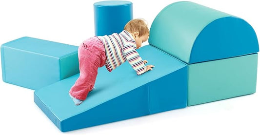 Costzon 5 Pieces Climbing Toys for Toddlers, Soft Foam Block Play Structures Infants Climbers for Child Development, Waterproof Kids Climbing Toys Indoor for Preschool Baby
