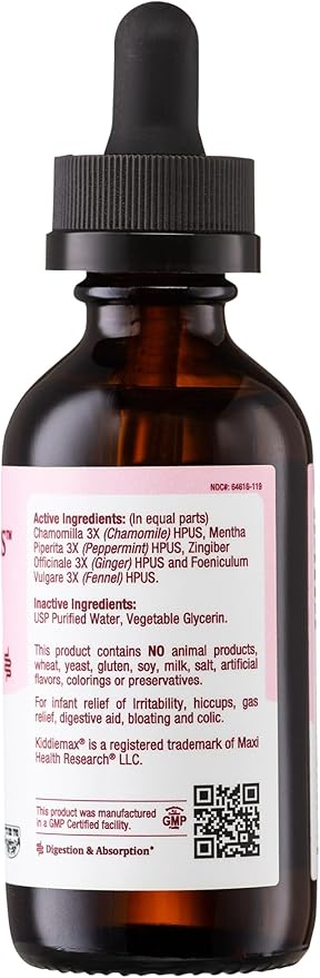 Maxi Health Homeopathic Gripe Water for Babies – Fast Acting Homeopathic Colic Calm Baby Gas Drops for Newborns – Natural Chamomile, Ginger, Peppermint & Fennel Baby Water for Hiccups 2PK