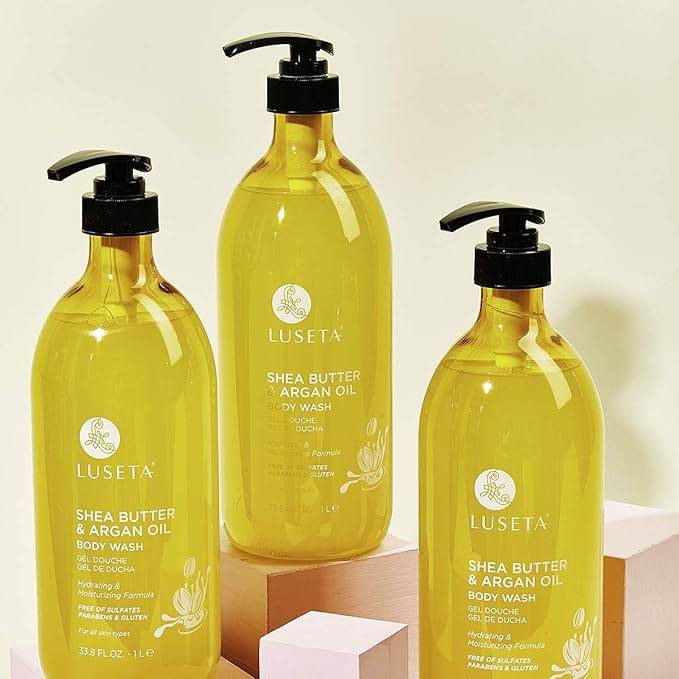 Luseta Shea Butter & Argan Oil Body Wash, Moisturizing Body Wash Formulated for Dry Skin Normal Skin Combination Skin 33.8oz