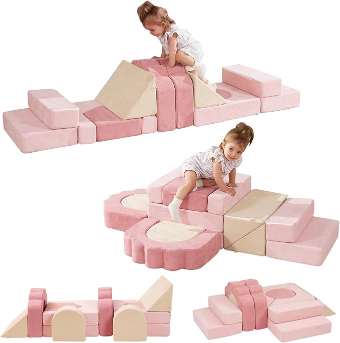 Foam Climbing Toys for Toddlers, 13pcs Climb and Crawl Activity Playset, Soft Play Climbing Blocks for Toddlers, Indoor Crawling Sliding Toys, High-Density Foam Play Structures for Playroom