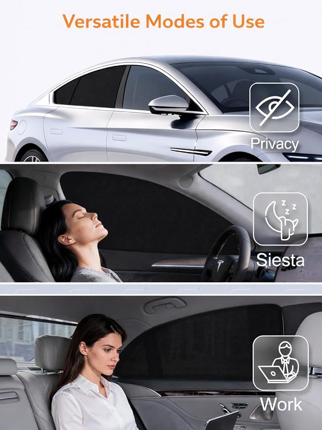 Baby Car Sun Shade for Rear Windows - 2 Pieces, Side Car Sunscreen, UV Protection for Babies and Children, Universal Fit and Easy Installation